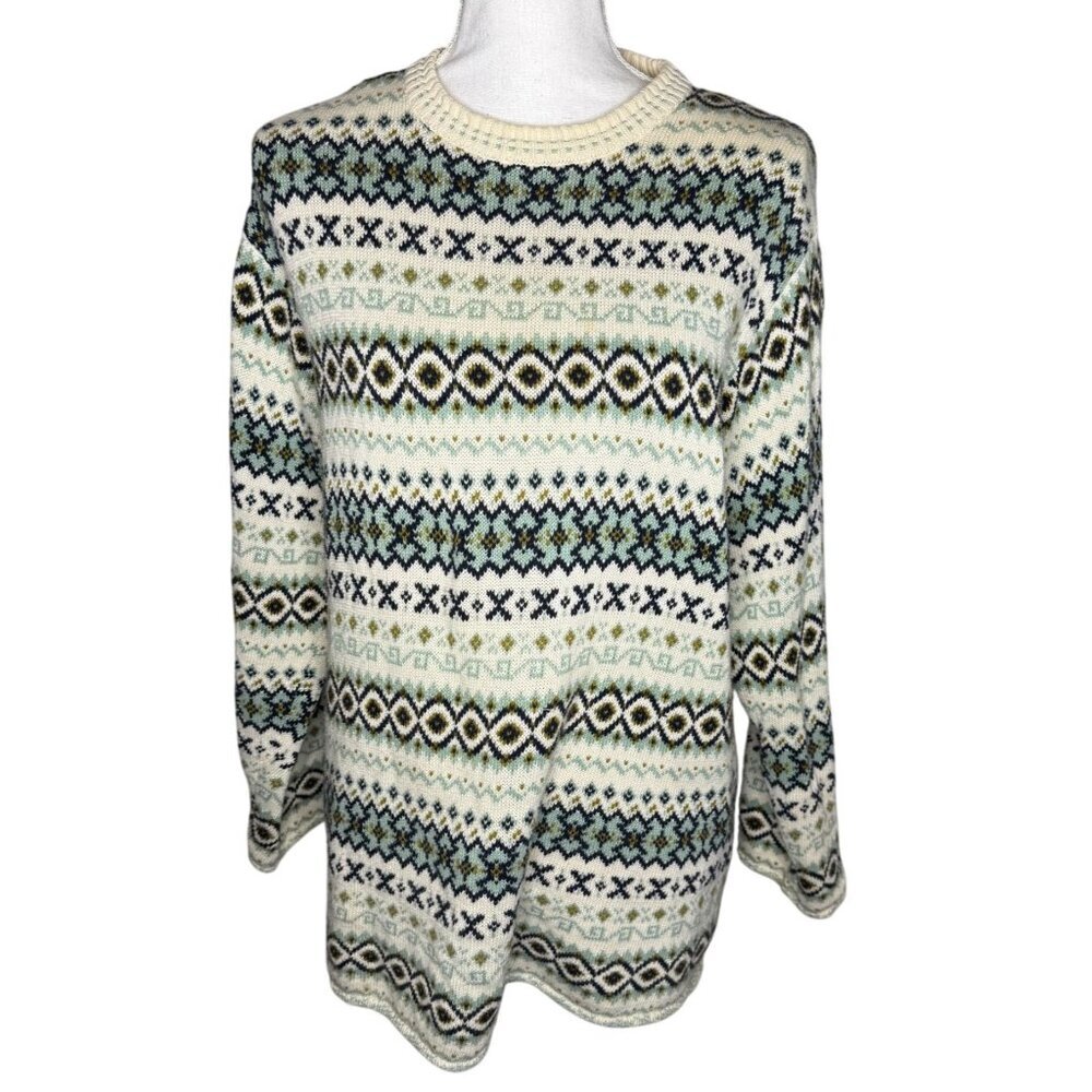 Vintage United Colors Of Benetton Crewneck Sweater Size Large Italy Fair Isle